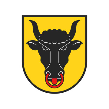 Canton of Switzerland, Swiss Uri arms emblem, vector icon. Switzerland national sign and coat of arms of Uri region, Swiss confederacy culture and history tradition symbol of bull on yellow shield