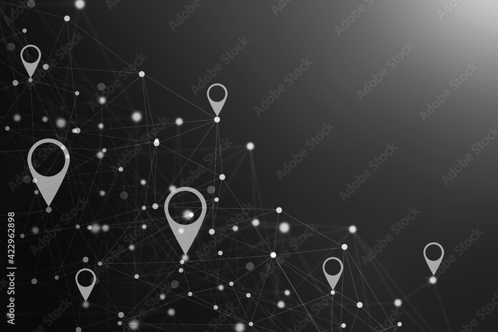 Poster 2d rendering red map pointer