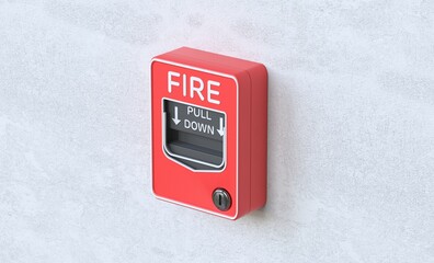 Fire protection switch on concerete wall background. Safe home.