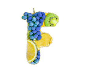 The letter F is made of fruit