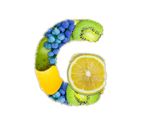 The letter G is made of fruit