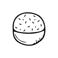 Hand drawn bun, pastry isolated on a white background. Doodle, simple outline illustration. It can be used for decoration of textile, paper.