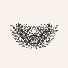 Obraz premium Moon crescent flower mandala.Astrology boho witch symbol amulet.Sacred mystic decoration trendy style