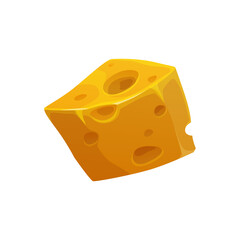 Emmental Swiss cheese Italian and French traditional food, appetizer isolated realistic icon. Vector piece of cheese with holes of cows milk, dairy dietary food, Emmentaler or Emmenthal, yellow edem