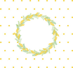 ミモザ　フサアカシア　フレーム　春　花　植物　コピースペース　イラスト素材