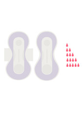 Menstrual pad with or without wings. Choice. Comfortable life during menstruation. Vector illustration. Isolated.