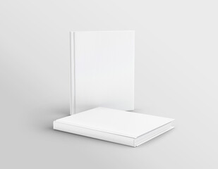 Two blank cover page of hardcover books on isolated background