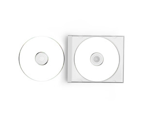 Blank white disc label of CD and CD Jewel Case on isolated background