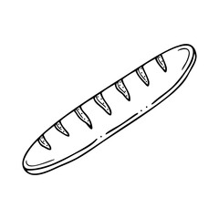 Hand drawn bread isolated on a white background. Doodle, simple outline illustration. It can be used for decoration of textile, paper.