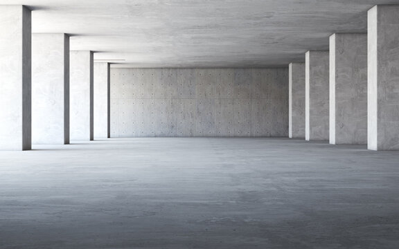 Abstract empty, modern concrete interior. 3d rendering