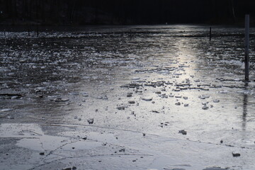 wall with snow on the river