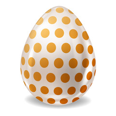 White Realistic Easter Egg Colored Gold Dots Glossy. Vector illustration