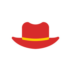 Cowboy hat icon. Two variants, flat color and line icon. Simple cartoon hat illustration