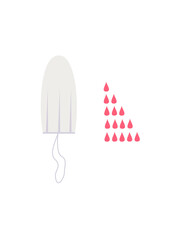 
Cotton tampon for menstruation. Comfortable life during menstruation. Blood absorption rate. Vector illustration. Isolated.