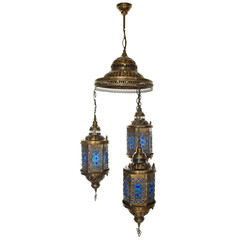 Moroccan Lamps Turkish Lights Brass Hanging Ceiling Chandelier Interior Architecture Isolated on White Background