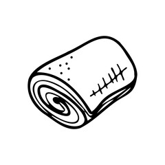 Hand drawn bun, pastry isolated on a white background. Doodle, simple outline illustration. It can be used for decoration of textile, paper.