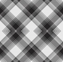 Black and White Argyle Plaid Tartan textured Seamless Pattern Design