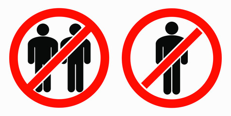 Ban on gathering people. Do not gather in groups. STOP rallies and meetings. Passage of people is prohibited. Vector icon.