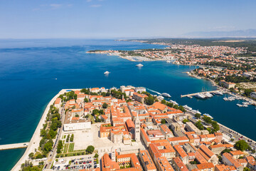 Fototapeta na wymiar Aerial view of the Zadar old town and the Cathedral of St. Anastasia in Croatia in summer