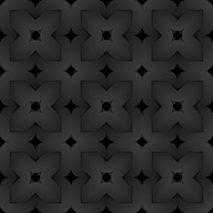 Black seamless pattern of woven square shapes. Vector dark repeating background illustration.