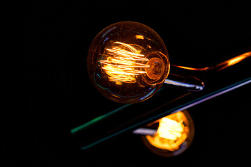 Filaments of a light bulb in a nightclub