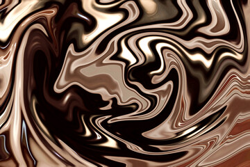 Brown and black abstract background fluid acrylic painting. Liquid fire spots. illustration in the fluid art style