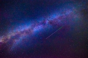 Shooting star as it passes through the vortex of the milky way