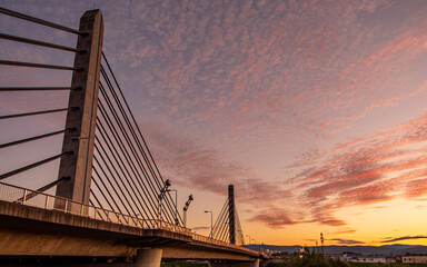 旭川市ツインハープ橋の夕景