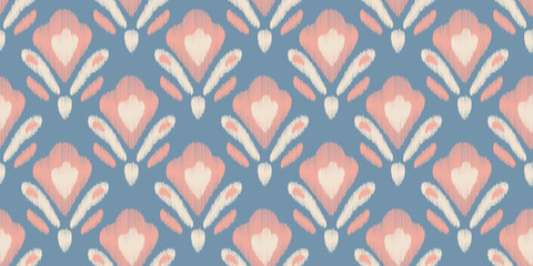 Ikat vector seamless pattern in modern Bohemian style. Ogee textile design