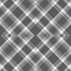Black and White Argyle Plaid Tartan textured Seamless Pattern Design