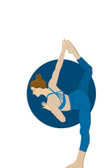 Woman exercising and stretching her body and mind for a daily yoga session on a white isolated background.