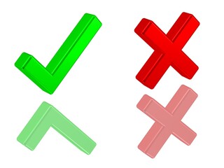 Fototapeta premium Haken und Kreuz, Ja und Nein, Gut und Doof