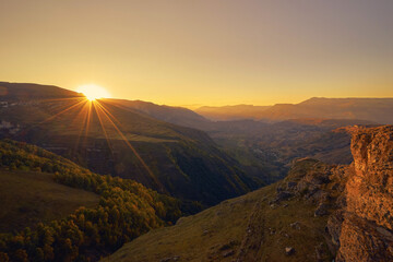 Beautiful sunset in Matlas region of Dagestan