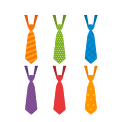 Set of colored ties with ornaments in a flat style. vector illustration