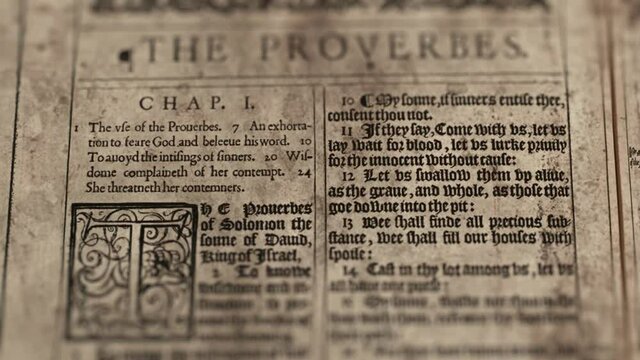The Proverbs - Slider Shot, Old Paper Bible, King James Bible