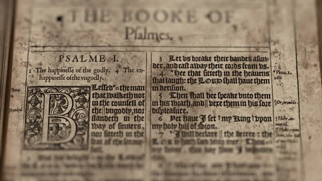  The Book Of Psalmes - Slider Shot, Old Paper Bible, King James Bible