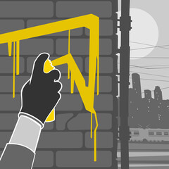 Vector Illustration Hand With Spray Paint