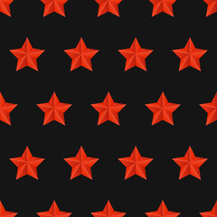Obraz premium Red Stars And Black Background Pattern. Vector Red Stars Pattern.