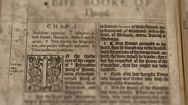 The Book Of Daniel - Slider Shot, Old Paper Bible, King James Bible