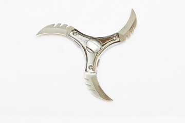 Folding three blade throwing knife for training of fight and sport throwing opened