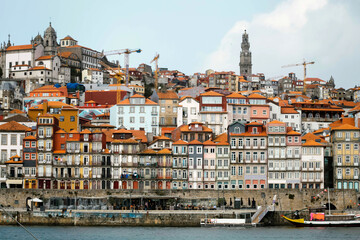 Naklejka premium Porto, Portugal old town skyline from across the Douro River.