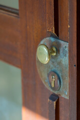 Alte Tür mit Messinggriff