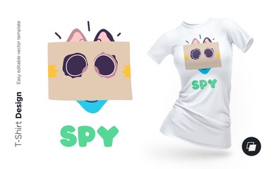 Funny cat character. Print for clothes, posters or souvenirs. Vector