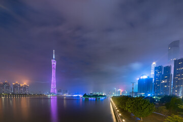 city skyline at night