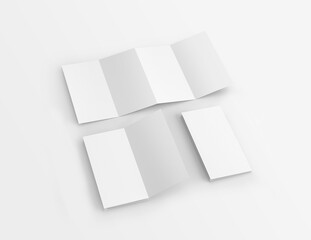 White blank 4 fold brochure in a different form on isolated background