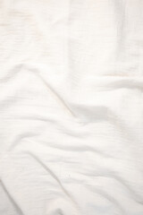 Fabric backdrop White linen canvas crumpled natural cotton fabric Natural handmade linen top view background Organic Eco textiles White Fabric texture