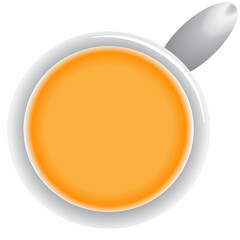 Hot autumn sea buckthorn tea.  Vector drawing on white background.