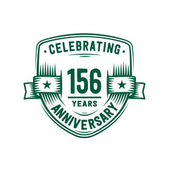 156 years anniversary celebration shield design template. 156th anniversary logo. Vector and illustration. 