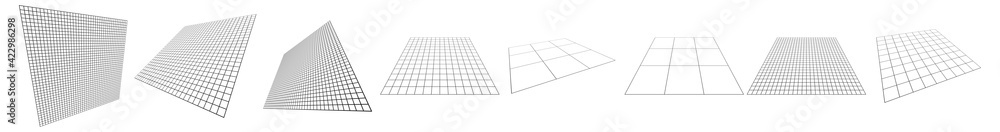 Poster 3d angled squared, checkered planes in perspective
