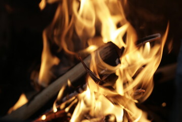 fire in the fireplace